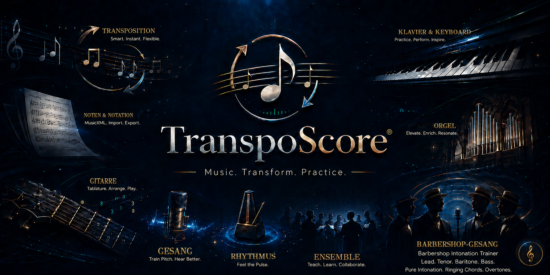 TranspoScore Übersicht der Musikbereiche